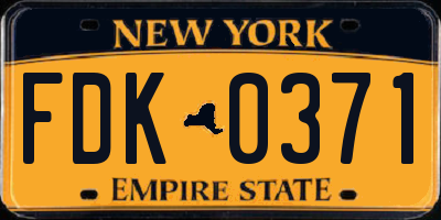 NY license plate FDK0371