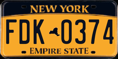 NY license plate FDK0374