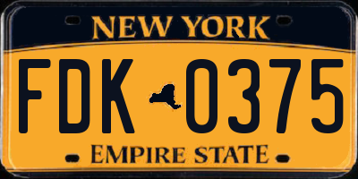 NY license plate FDK0375