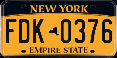 NY license plate FDK0376