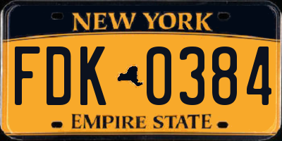 NY license plate FDK0384