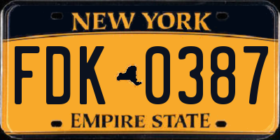NY license plate FDK0387