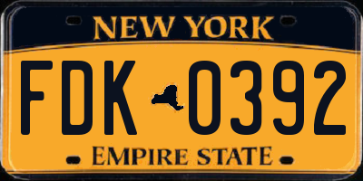 NY license plate FDK0392