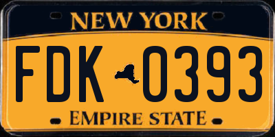 NY license plate FDK0393