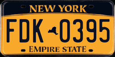 NY license plate FDK0395