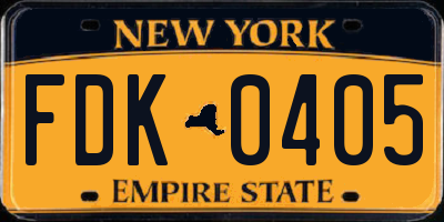 NY license plate FDK0405