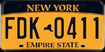 NY license plate FDK0411