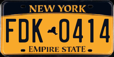 NY license plate FDK0414