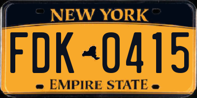 NY license plate FDK0415