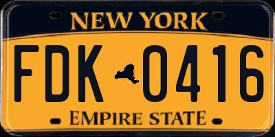 NY license plate FDK0416