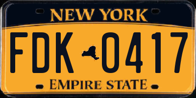 NY license plate FDK0417