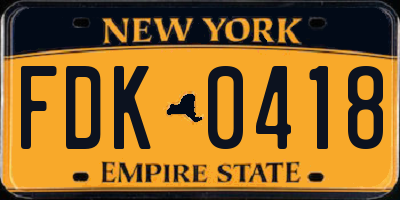 NY license plate FDK0418