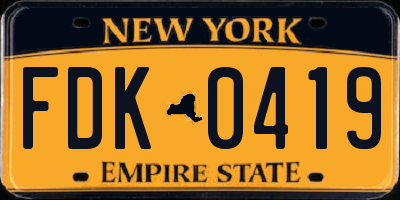 NY license plate FDK0419
