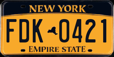 NY license plate FDK0421