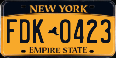 NY license plate FDK0423