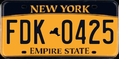 NY license plate FDK0425