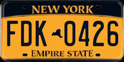 NY license plate FDK0426