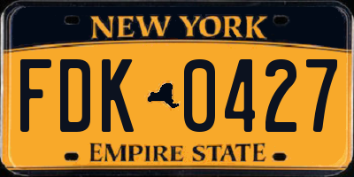 NY license plate FDK0427
