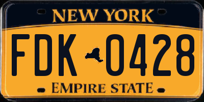 NY license plate FDK0428