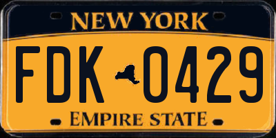 NY license plate FDK0429