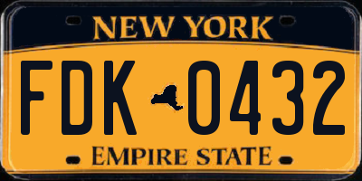 NY license plate FDK0432