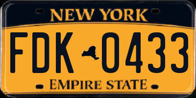 NY license plate FDK0433