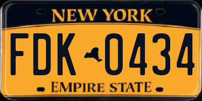 NY license plate FDK0434