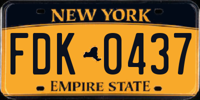 NY license plate FDK0437