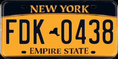 NY license plate FDK0438