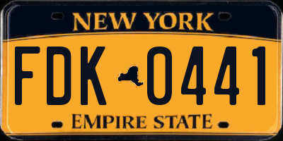NY license plate FDK0441