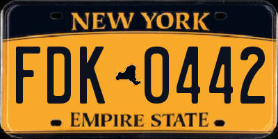 NY license plate FDK0442
