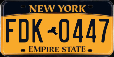 NY license plate FDK0447