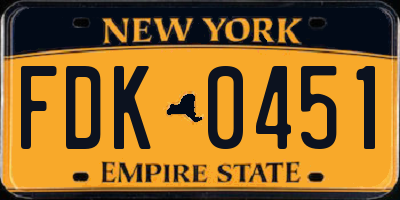 NY license plate FDK0451
