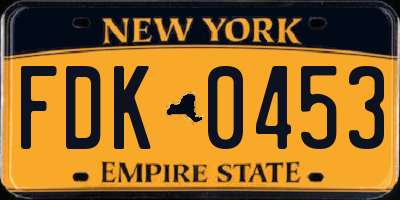 NY license plate FDK0453