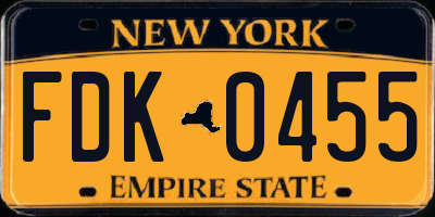 NY license plate FDK0455