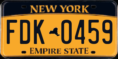 NY license plate FDK0459