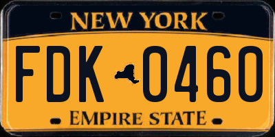 NY license plate FDK0460