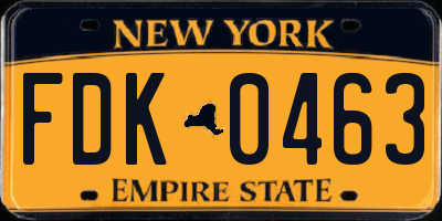 NY license plate FDK0463