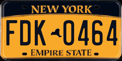 NY license plate FDK0464