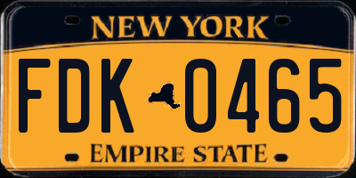 NY license plate FDK0465