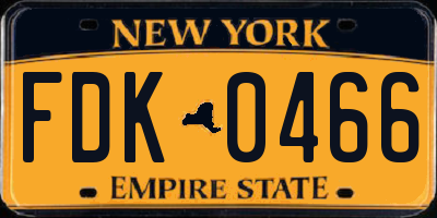NY license plate FDK0466
