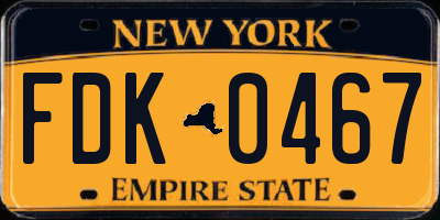 NY license plate FDK0467