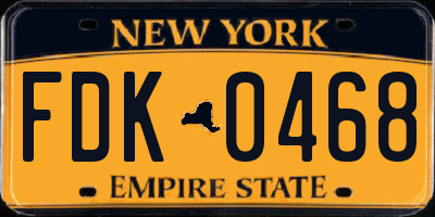 NY license plate FDK0468