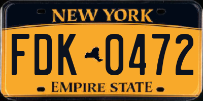 NY license plate FDK0472