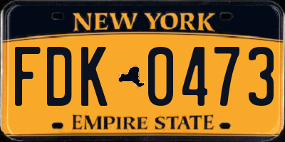 NY license plate FDK0473