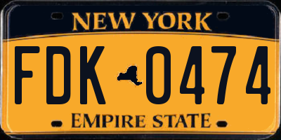 NY license plate FDK0474
