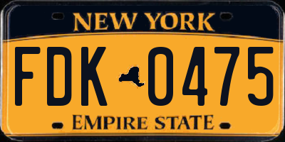 NY license plate FDK0475