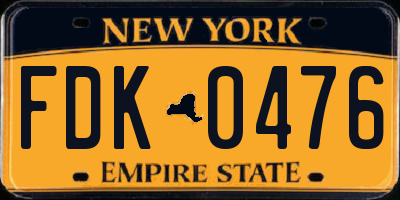 NY license plate FDK0476