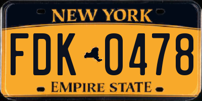 NY license plate FDK0478