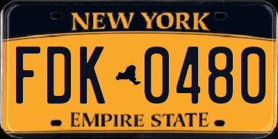 NY license plate FDK0480